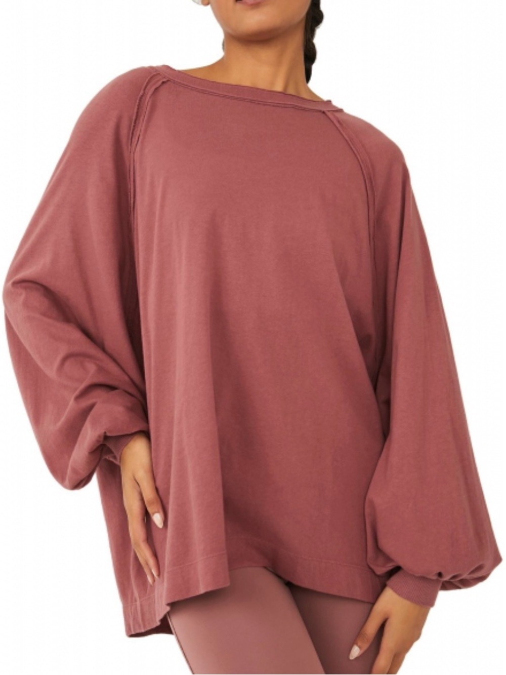 Free people movement Relaxed Balloon-Sleeve Pullover Top